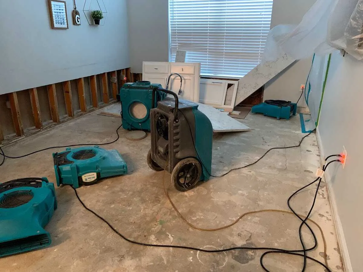 Dehumidifier in flood-cut room for Water Damage Restoration in East Vincent